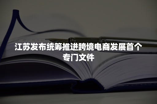 江苏发布统筹推进跨境电商发展首个专门文件