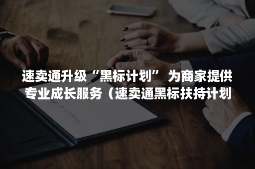 速卖通升级“黑标计划” 为商家提供专业成长服务（速卖通黑标扶持计划）