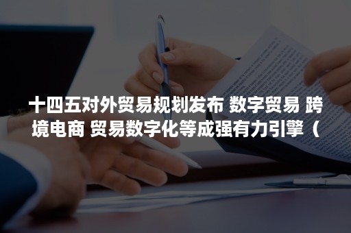 十四五对外贸易规划发布 数字贸易 跨境电商 贸易数字化等成强有力引擎（十四五服务贸易规划）