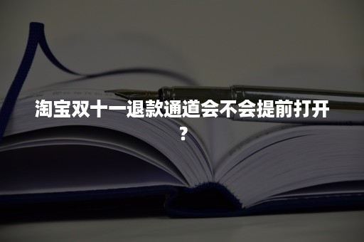 淘宝双十一退款通道会不会提前打开？