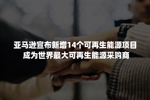 亚马逊宣布新增14个可再生能源项目 成为世界最大可再生能源采购商