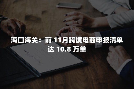 海口海关：前 11月跨境电商申报清单达 10.8 万单