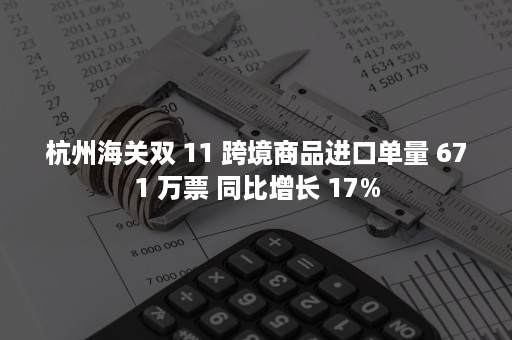 杭州海关双 11 跨境商品进口单量 671 万票 同比增长 17%