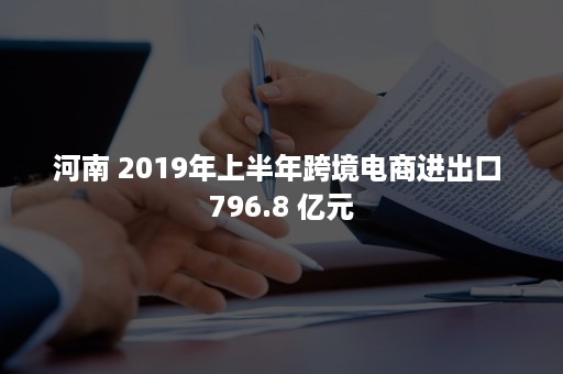 河南 2019年上半年跨境电商进出口 796.8 亿元