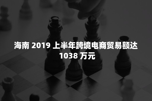 海南 2019 上半年跨境电商贸易额达 1038 万元