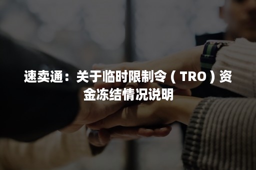 速卖通：关于临时限制令 ( TRO ) 资金冻结情况说明