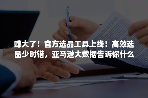 赚大了！官方选品工具上线！高效选品少时错，亚马逊大数据告诉你什么好卖？！