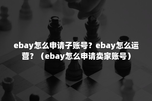 ebay怎么申请子账号？ebay怎么运营？（ebay怎么申请卖家账号）