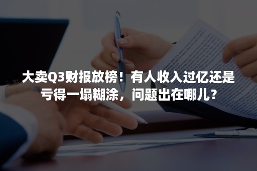 大卖Q3财报放榜！有人收入过亿还是亏得一塌糊涂，问题出在哪儿？