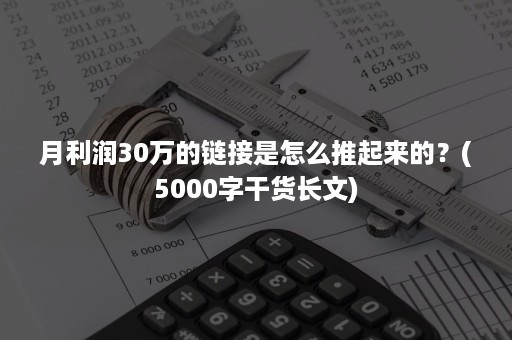 月利润30万的链接是怎么推起来的？(5000字干货长文)