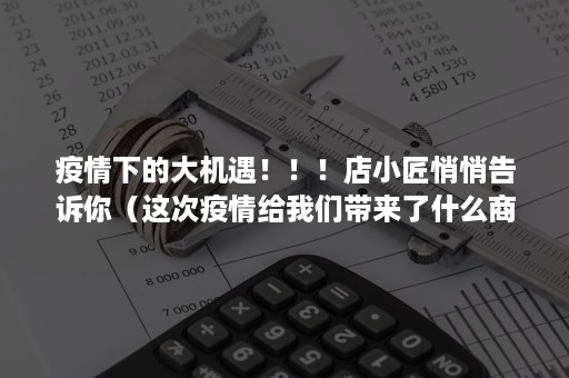 疫情下的大机遇！！！店小匠悄悄告诉你（这次疫情给我们带来了什么商机）