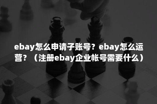 ebay怎么申请子账号？ebay怎么运营？（注册ebay企业帐号需要什么）