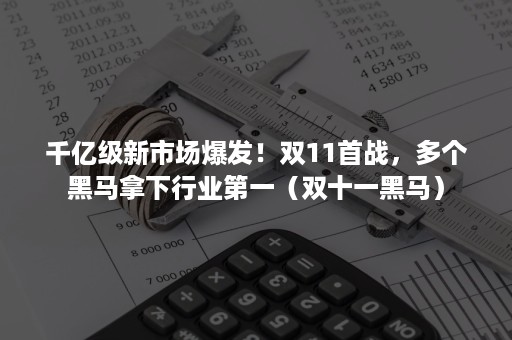 千亿级新市场爆发！双11首战，多个黑马拿下行业第一（双十一黑马）