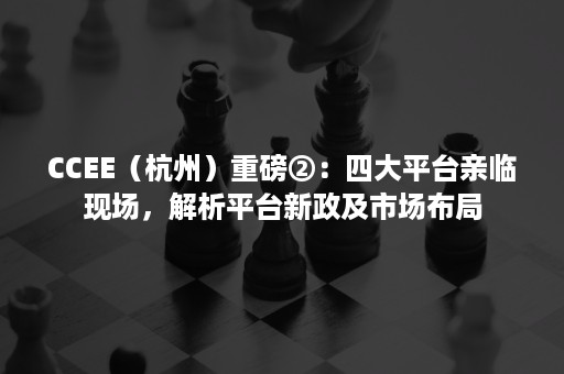 CCEE（杭州）重磅②：四大平台亲临现场，解析平台新政及市场布局