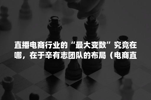 直播电商行业的“最大变数”究竟在哪，在于辛有志团队的布局（电商直播运营发展前景）