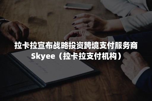 拉卡拉宣布战略投资跨境支付服务商Skyee（拉卡拉支付机构）