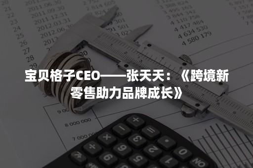 宝贝格子CEO——张天天：《跨境新零售助力品牌成长》