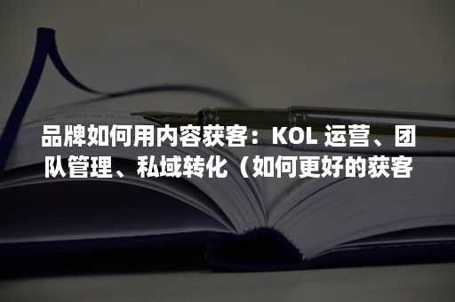 品牌如何用内容获客：KOL 运营、团队管理、私域转化（如何更好的获客）