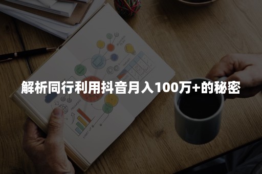 解析同行利用抖音月入100万+的秘密