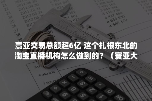 寰亚交易总额超6亿 这个扎根东北的淘宝直播机构怎么做到的？（寰亚大数据）