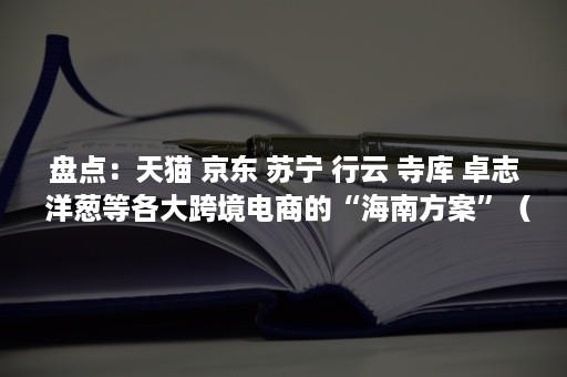 盘点：天猫 京东 苏宁 行云 寺库 卓志 洋葱等各大跨境电商的“海南方案”（天猫的猫猫）