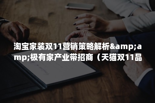 淘宝家装双11营销策略解析&amp;极有家产业带招商（天猫双11品牌营销策划）