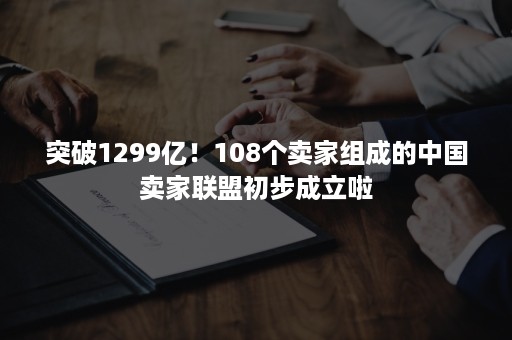 突破1299亿！108个卖家组成的中国卖家联盟初步成立啦