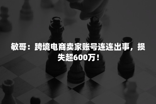 敏哥：跨境电商卖家账号连连出事，损失超600万！