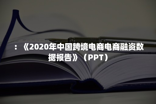 ：《2020年中国跨境电商电商融资数据报告》（PPT）