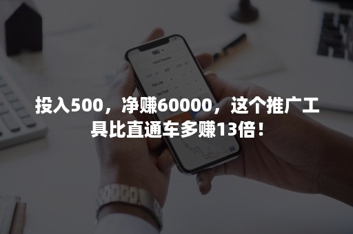 投入500，净赚60000，这个推广工具比直通车多赚13倍！