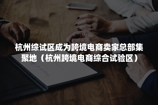 杭州综试区成为跨境电商卖家总部集聚地（杭州跨境电商综合试验区）