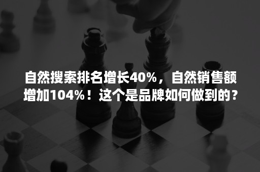 自然搜索排名增长40%，自然销售额增加104%！这个是品牌如何做到的？