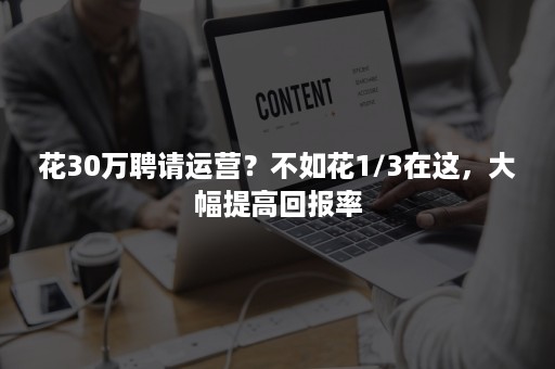 花30万聘请运营？不如花1/3在这，大幅提高回报率