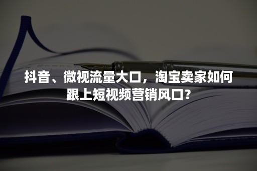 抖音、微视流量大口，淘宝卖家如何跟上短视频营销风口？