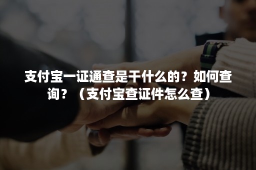 支付宝一证通查是干什么的？如何查询？（支付宝查证件怎么查）