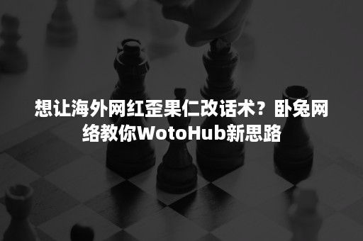 想让海外网红歪果仁改话术？卧兔网络教你WotoHub新思路