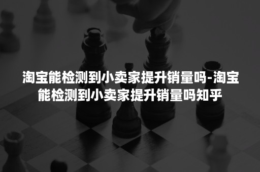 淘宝能检测到小卖家提升销量吗-淘宝能检测到小卖家提升销量吗知乎