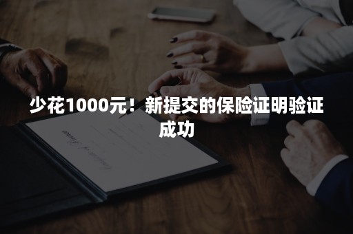 少花1000元！新提交的保险证明验证成功