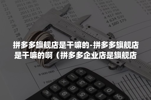 拼多多旗舰店是干嘛的-拼多多旗舰店是干嘛的啊（拼多多企业店是旗舰店吗）