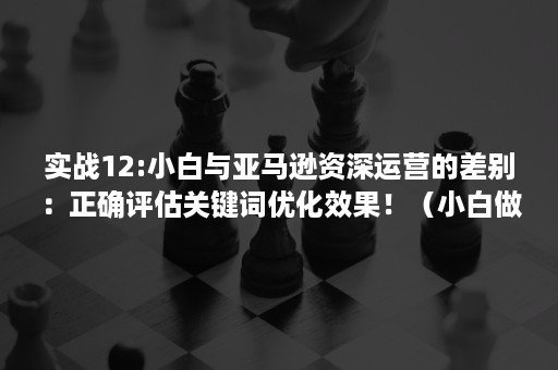 实战12:小白与亚马逊资深运营的差别：正确评估关键词优化效果！（小白做亚马逊运营）