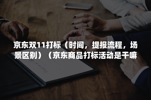 京东双11打标（时间，提报流程，场景区别）（京东商品打标活动是干嘛的）