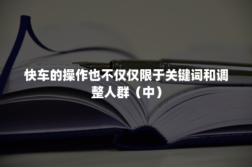 快车的操作也不仅仅限于关键词和调整人群（中）