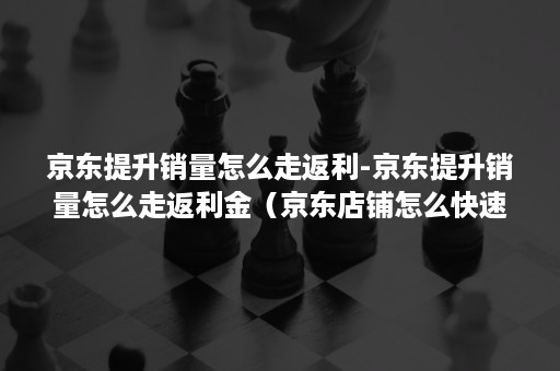 京东提升销量怎么走返利-京东提升销量怎么走返利金（京东店铺怎么快速提升销售额）