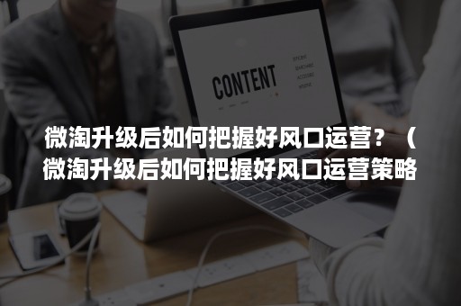 微淘升级后如何把握好风口运营？（微淘升级后如何把握好风口运营策略）