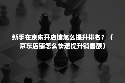 新手在京东开店铺怎么提升排名？（京东店铺怎么快速提升销售额）