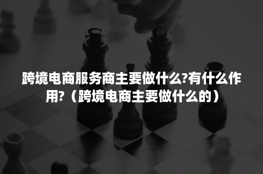 跨境电商服务商主要做什么?有什么作用?（跨境电商主要做什么的）