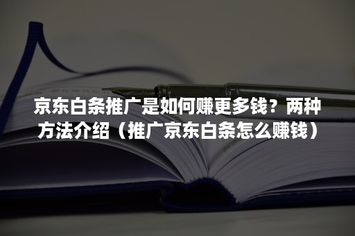 京东白条推广是如何赚更多钱？两种方法介绍（推广京东白条怎么赚钱）