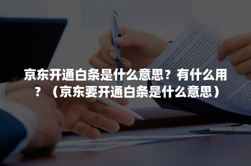 京东开通白条是什么意思？有什么用？（京东要开通白条是什么意思）