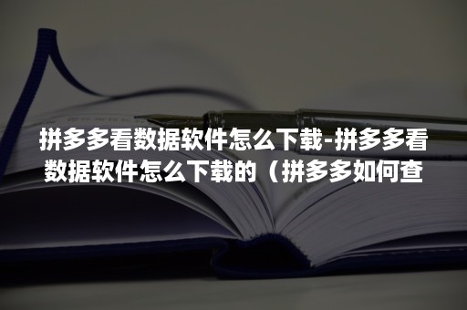 拼多多看数据软件怎么下载-拼多多看数据软件怎么下载的（拼多多如何查看）