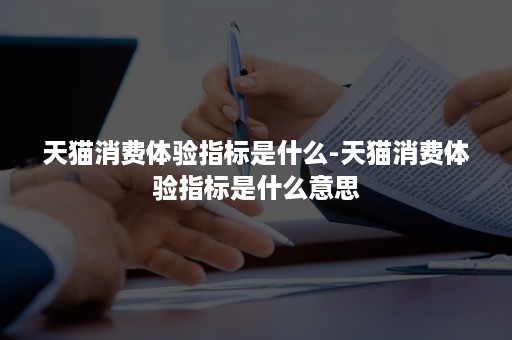 天猫消费体验指标是什么-天猫消费体验指标是什么意思